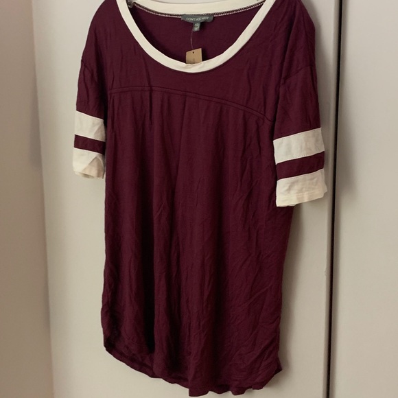 Maroon and White Varsity Stripe Soft T-Shirt - Picture 5 of 8